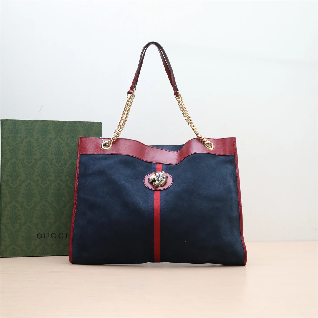95新 GUCCI/古驰 Tote Bag 复古珐琅虎头 托特包 蓝色 P224308192