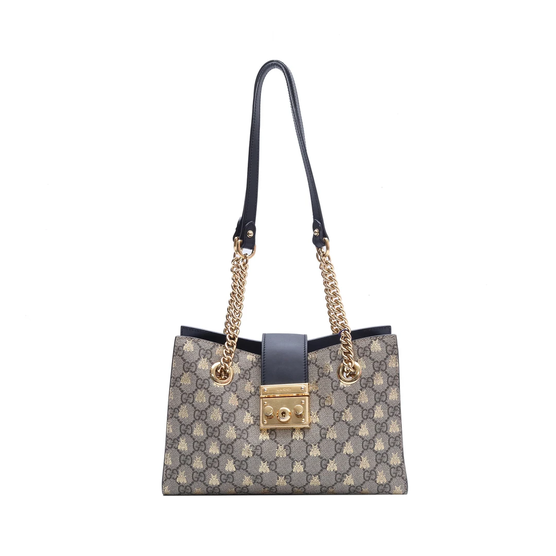 95新 GUCCI/古驰 Padlock 锁头包 Tote 小号 26金扣P214661008