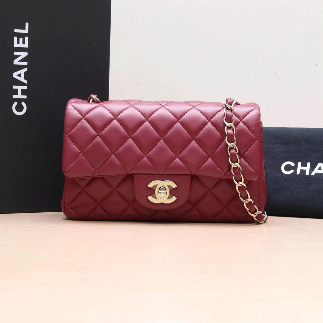 95新 Chanel/香奈儿 CF 口盖包 大Mini 红色 斜挎包 P224307888