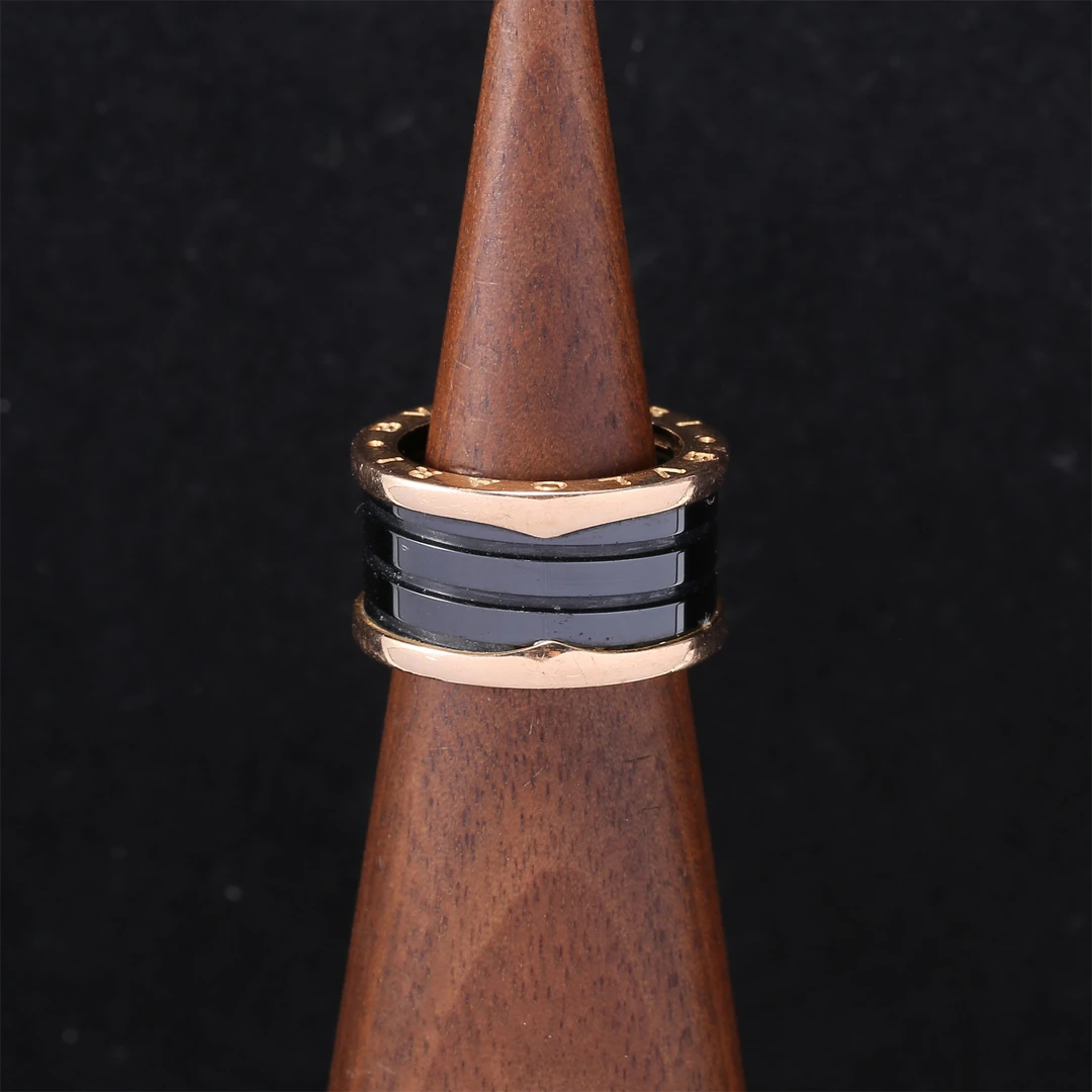 95新 BVLGARI/宝格丽  弹簧戒指陶瓷 三圈 53 玫瑰金 P224828754