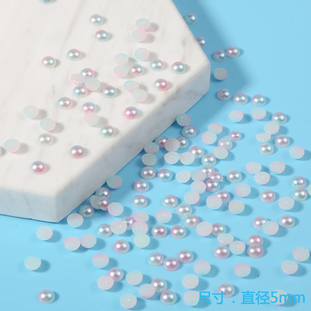 半圆ABS仿珍珠炫彩单色系创意百搭个性手工DIY发夹发饰品美甲材料