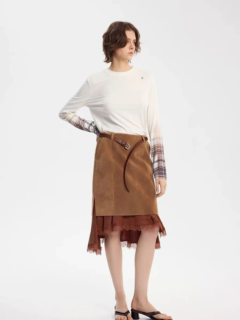 【HY买手店】UHOOWU 24FW新品渐变格子印花长袖打底