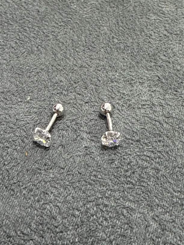 足银耳饰 足银耳钉一对-1239