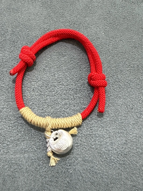 足银手链 银制编织胖福手绳-0891