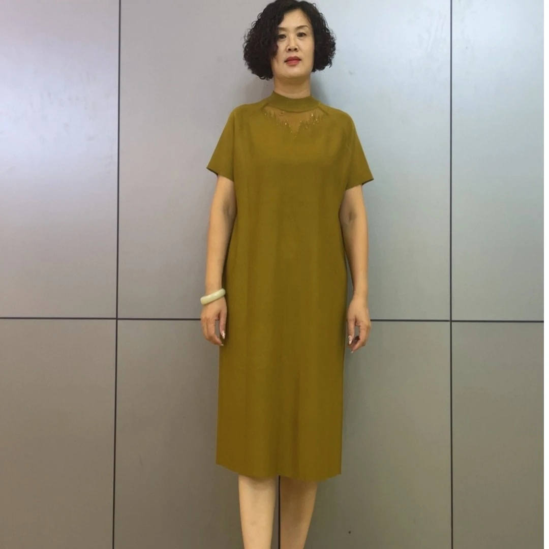 MMD2353冰麻针织气质百搭时尚连衣裙