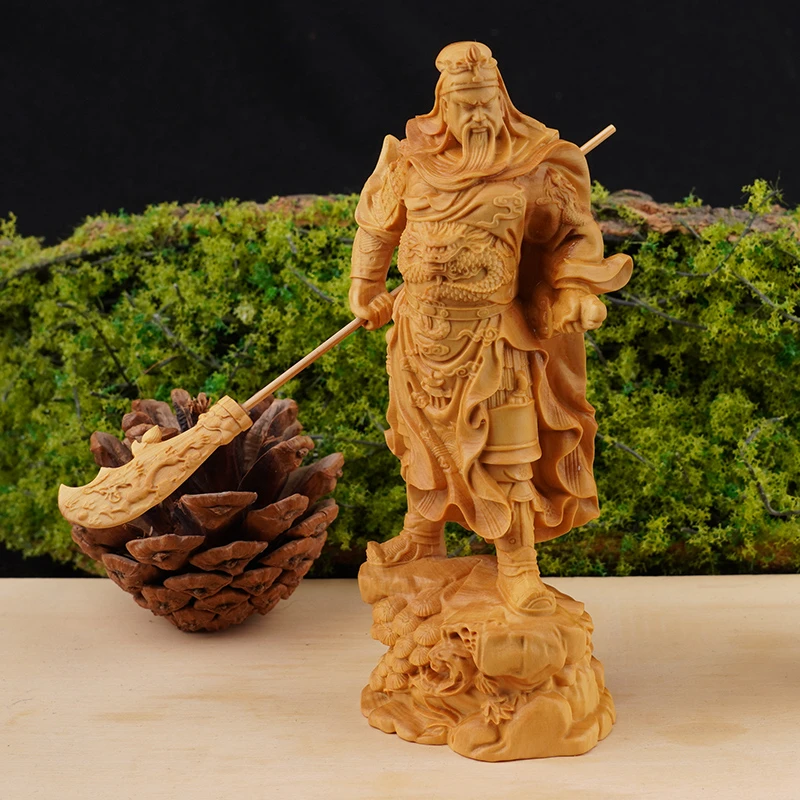 黄杨木雕刻武财神关公神像家居客厅摆件关羽关二爷佛像工艺品