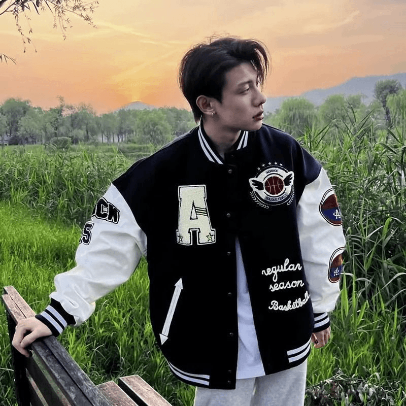 男外套秋冬季美式复古宽松百搭潮流帅气加厚加绒棒球服女刺绣夹克