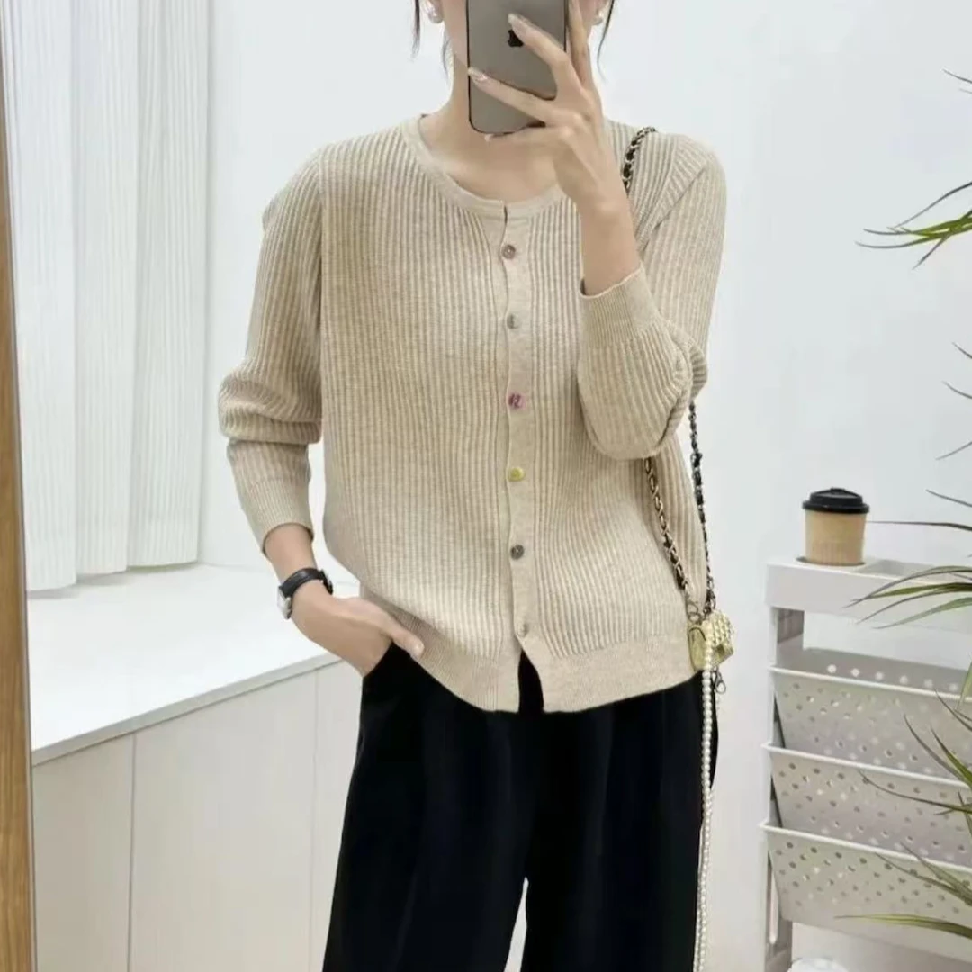 286#秋冬长袖针织衫开衫彩色纽扣圆领5 81