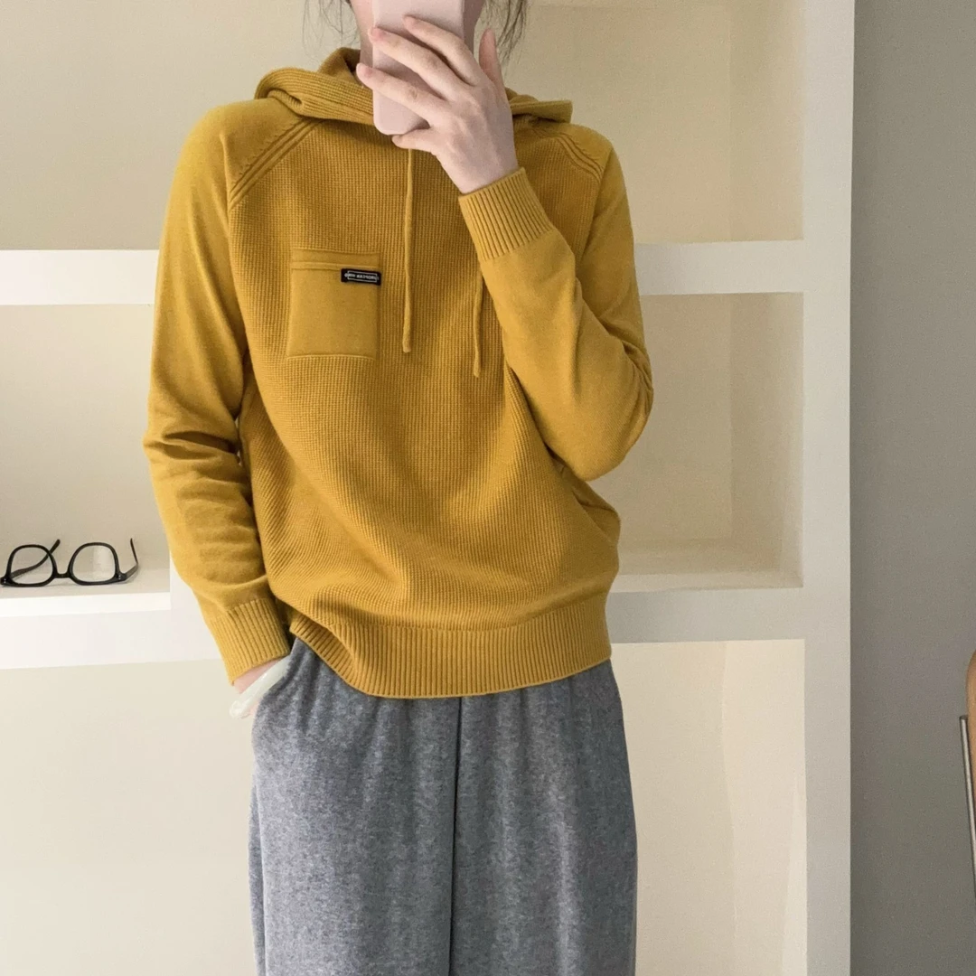 205#新款时尚休闲连帽长袖针织衫3.12