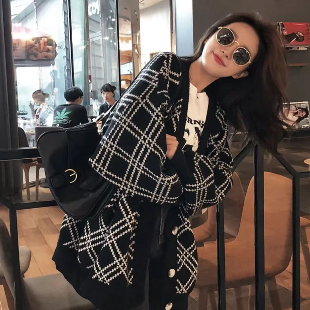 398#慵懒风春秋新款外穿宽松针织衫开衫1 99