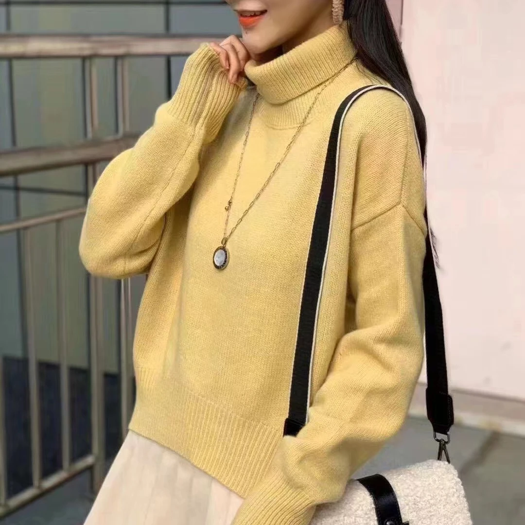 736#新款时尚百搭套头长袖针织衫高领1 92