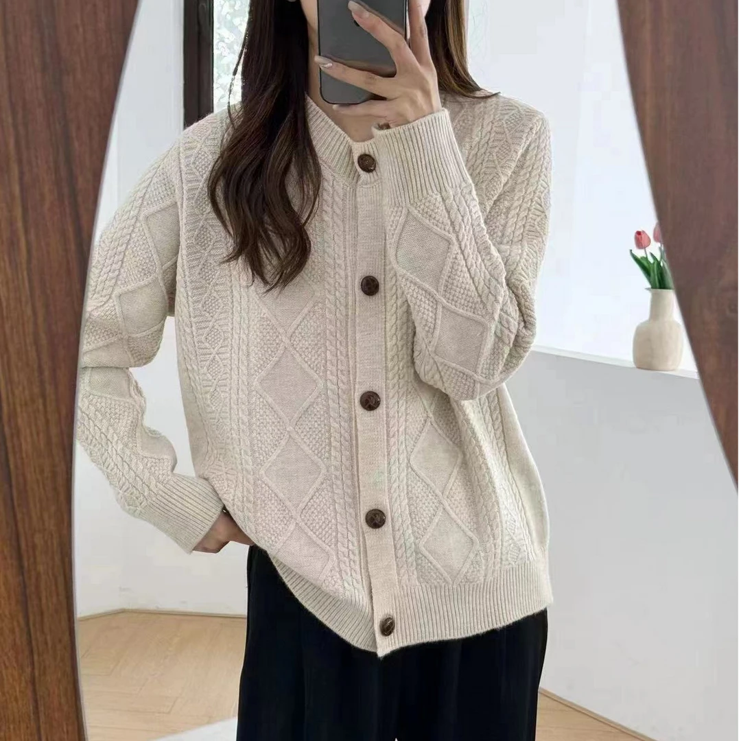 593#新款开衫针织毛衣圆领百搭时尚长袖18 8