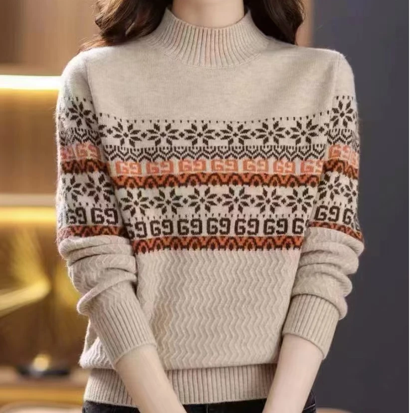 536#新款针织衫百搭休闲半高领长袖套头1137