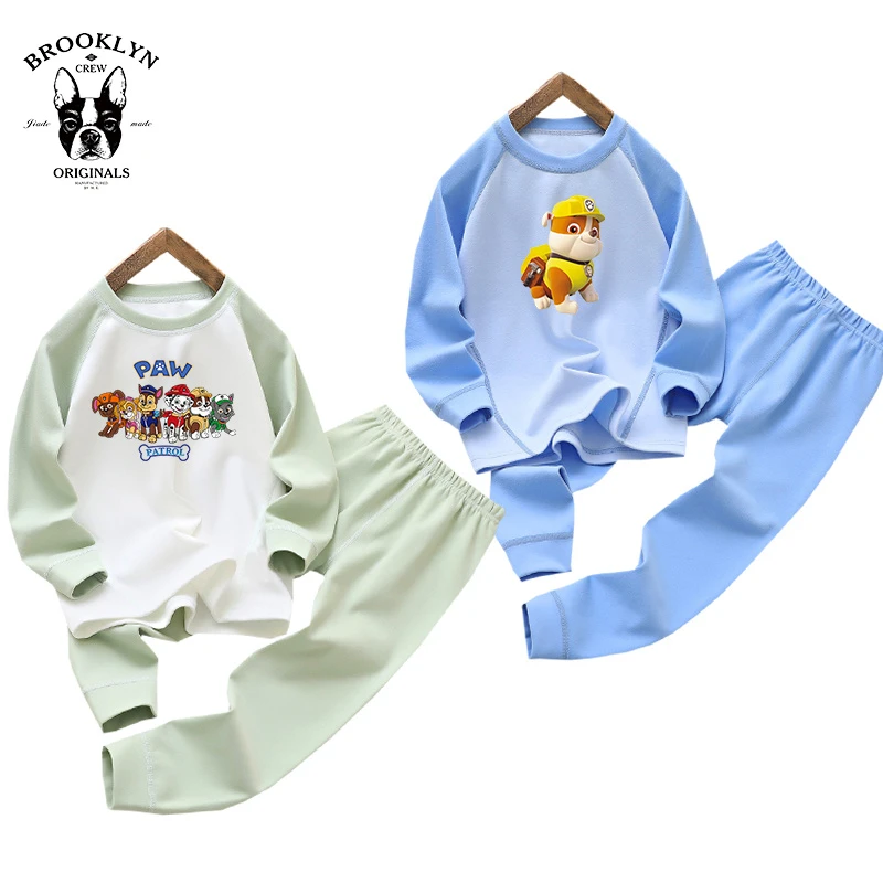 汪汪队纯棉儿童内衣套装秋衣裤男童女宝阿奇毛毛保暖童装睡衣打底