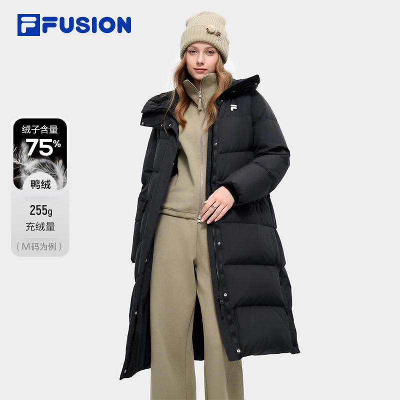 Fila/斐乐好羽绒保暖新款女款冬季长款羽绒服时尚户外保暖连帽