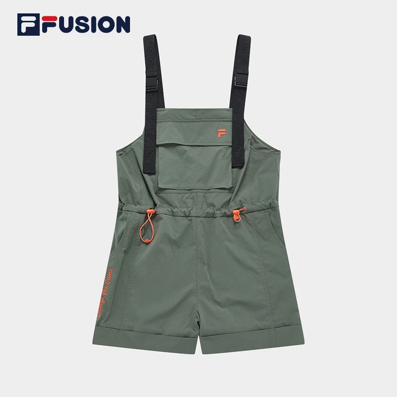 Fila/斐乐潮牌女装梭织背带裤夏季时尚户外运动休闲短裤舒适宽松