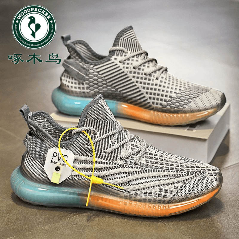 【正品】啄木鸟椰子鞋男鞋夏季新款透气网鞋子男士韩版百搭飞织运动