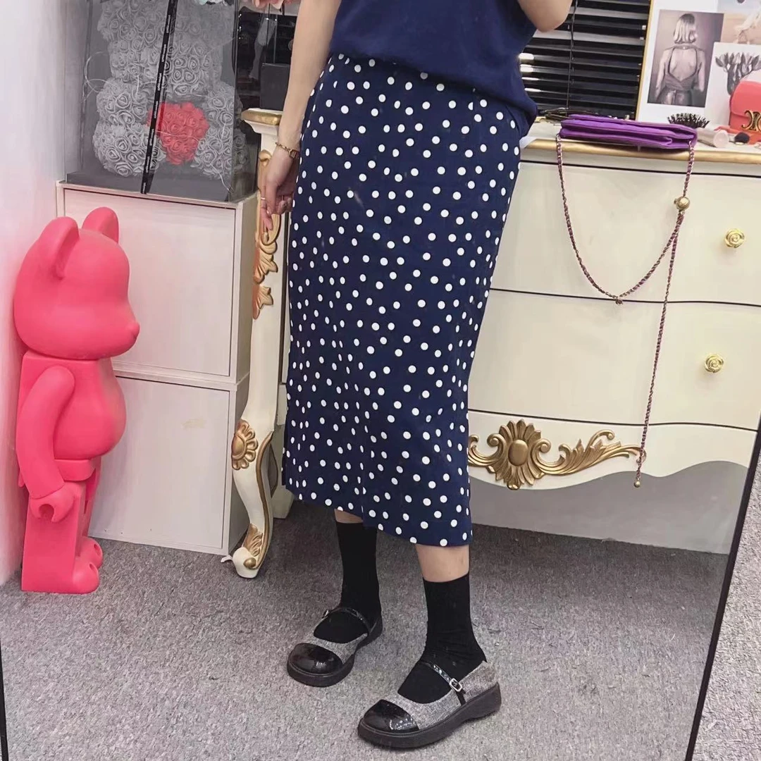 xxxwxz王希之 波点亚麻开叉半身裙#11523