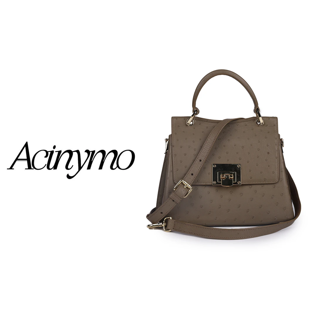 【2024高定女包】Acinymo鸵鸟皮定制纯色气质手提单肩斜跨包X1242旗