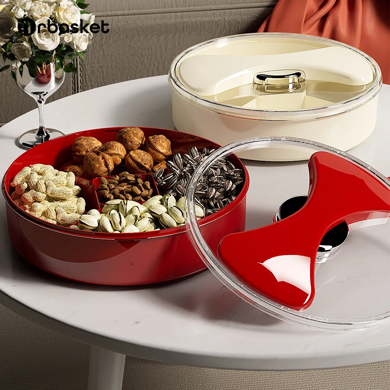 客厅过年家用升级款干果盘新款零食摆放盘高档糖果瓜子坚果收纳盒