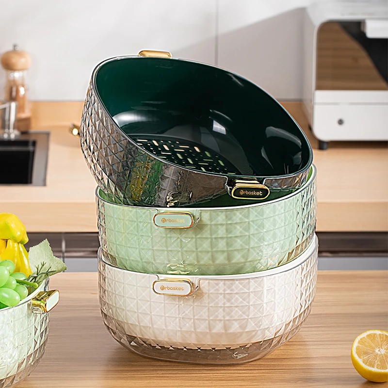 加大厨房家用沥水篮双层净菜盆滤水篮洗水果神器轻奢淘菜盆菜篮子