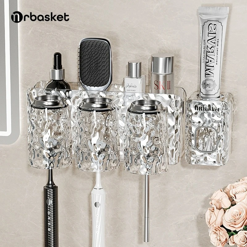 牙刷置物架免打孔刷牙杯牙具牙膏杯子收纳架卫生间漱口杯牙刷架子