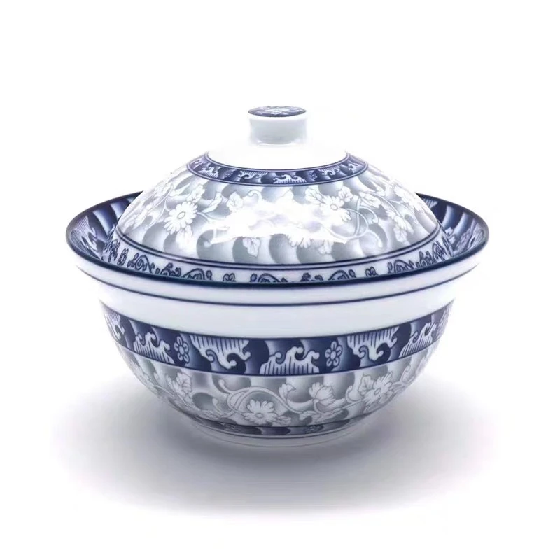 韩国进口正品参宝带盖饭碗汤碗面碗青花瓷大碗家用高档加厚新品