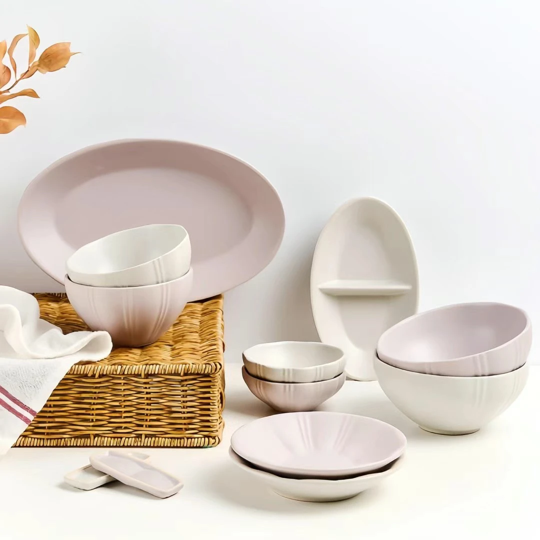 韩国进口宫廷金玫瑰餐具碗盘家用陶瓷情侣餐具