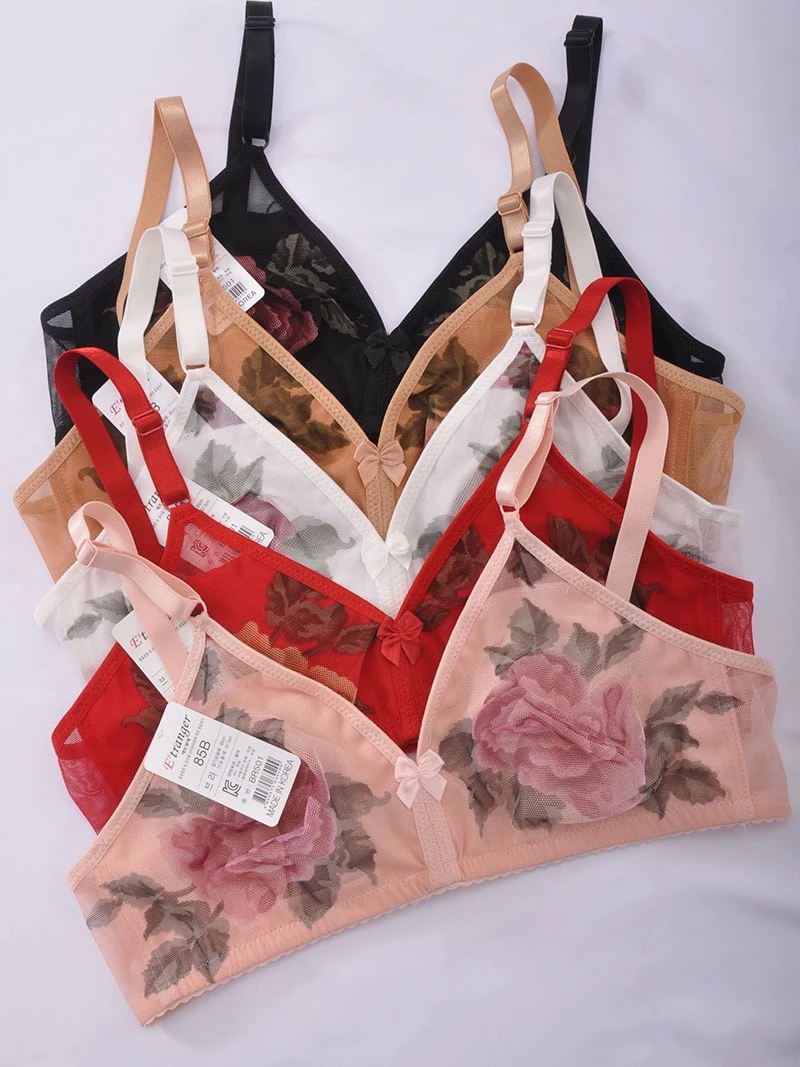 韩国进口内衣女无钢圈Etranger文胸超薄凉爽夏季蕾丝网纱性感胸罩