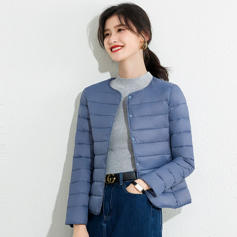 2023新款轻薄棉服女短款秋冬季内胆棉衣圆领V领内穿棉袄保暖外套