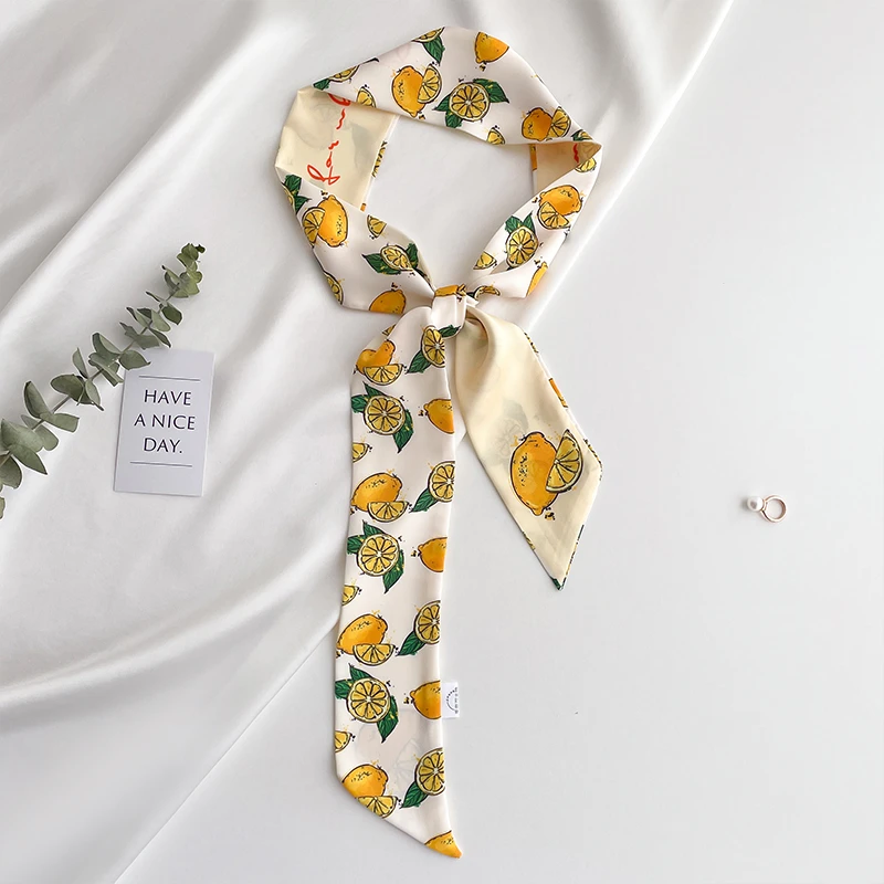 可爱水果长条小丝巾发带女法式绑包包编发丝带装饰飘带腰带头饰发