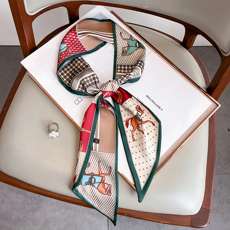 小长条斜角细窄丝巾女春秋夏季飘带装饰丝带护颈围脖子领带薄围巾