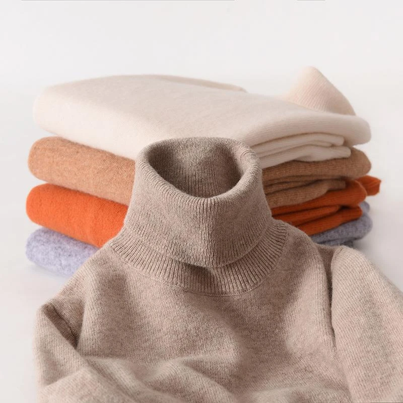 秋冬儿童100%羊毛衫翻领毛衣男童高领针织衫女童羊绒打底衫宝宝