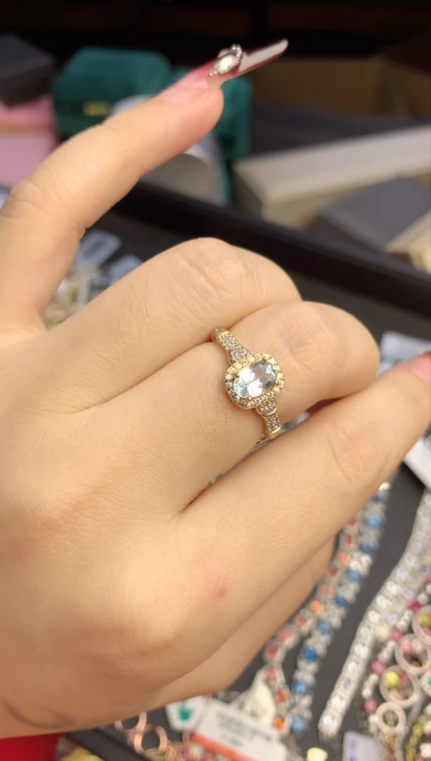 【闪购商品】海蓝宝石戒圈银S925镶嵌楚楚中古饰品不退换