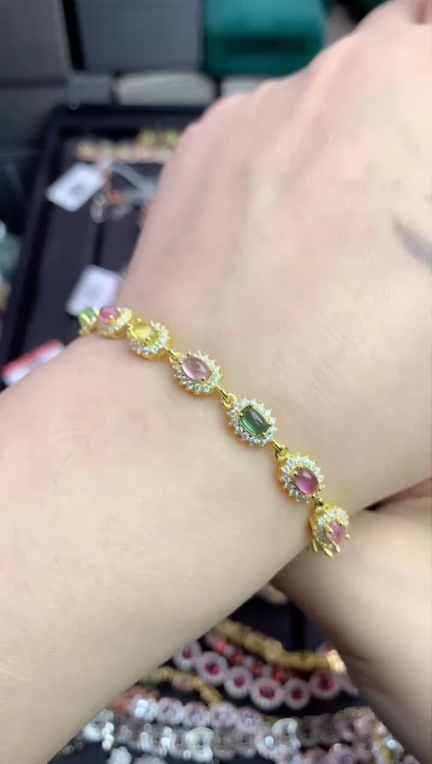 【闪购商品】碧玺手链银S925镶嵌楚楚中古饰品不退换