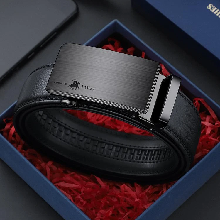 安普里保罗正品真皮头层牛皮皮带男款中青年高档高档自动扣裤腰带