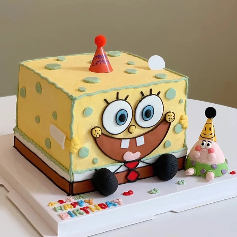 新款海绵宝宝生日蛋糕派大星男生女孩款儿童周岁螃蟹全国同城配送