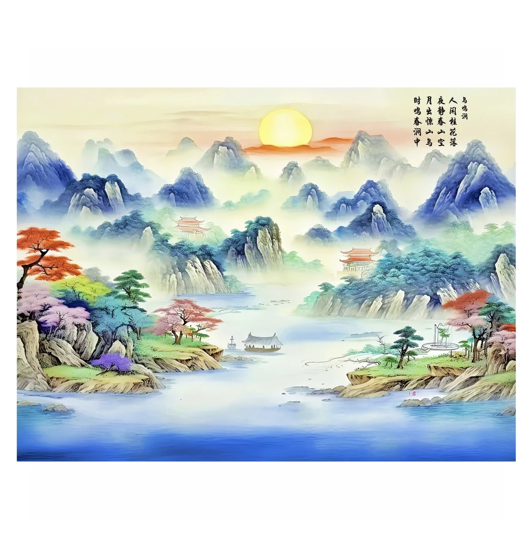 风光无限 蒙娜丽莎十字绣棉线60色150×110大格满绣无勾边【送工具】