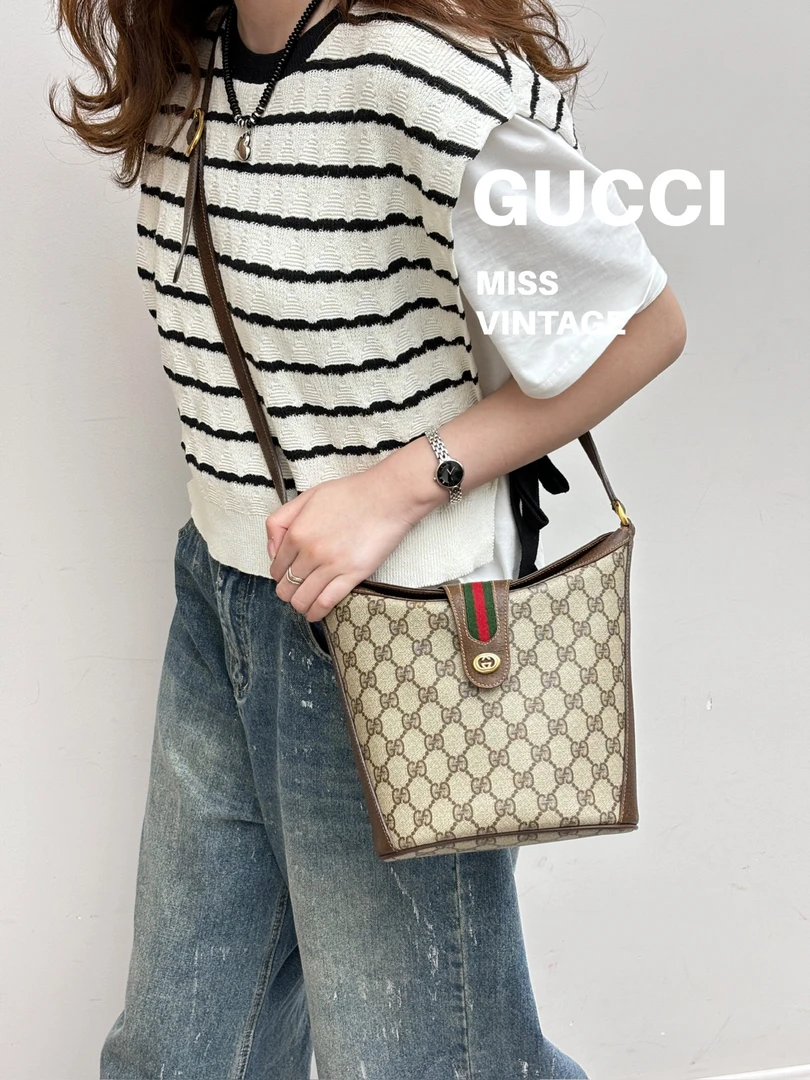 95新 GUCCI/古驰 觅时/Gucci/老花薯条桶/113003