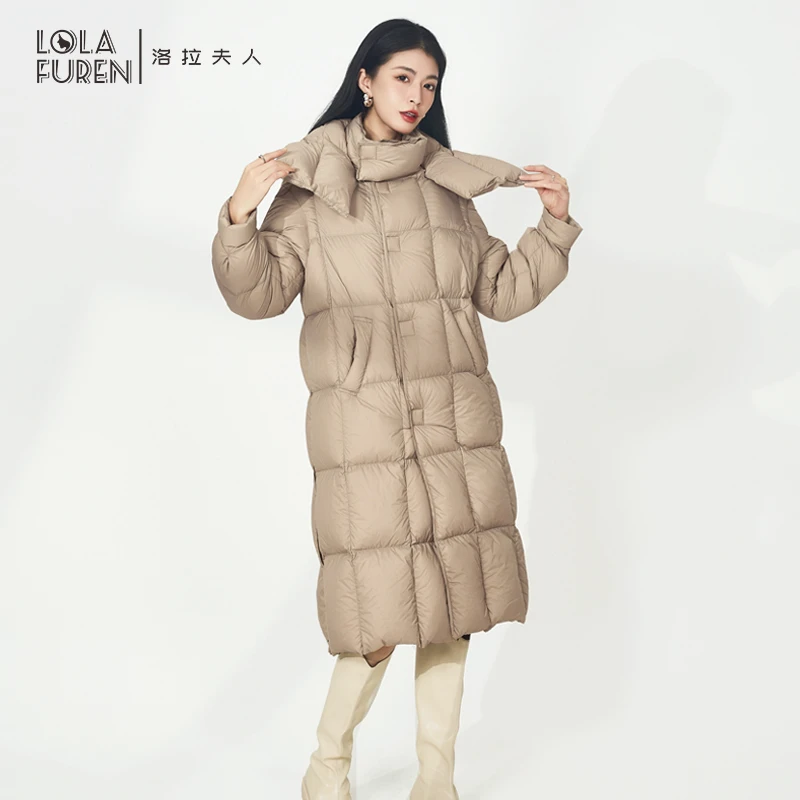 【洛拉夫人】95%白鸭绒 泡芙感 轻奢加厚羽绒服女中长款可脱卸立领