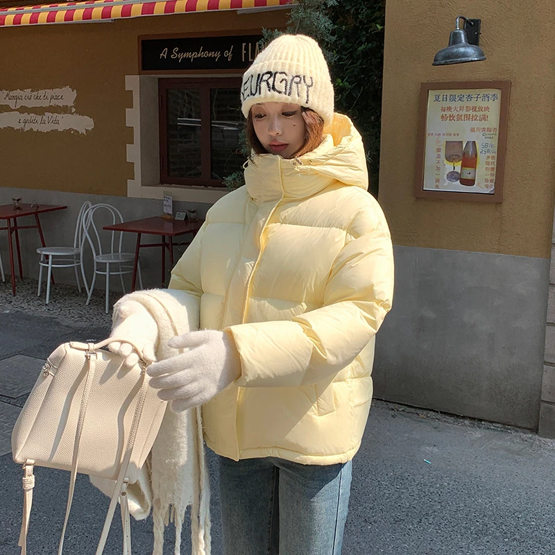 【老板娘专属】新国标95白鸭绒短款羽绒服女连帽加厚纯色冬季外套