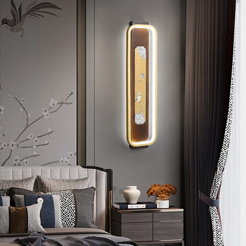 新中式背景墙灯轻奢珐琅彩壁灯禅意客厅玄关卧室壁灯卧室床头灯