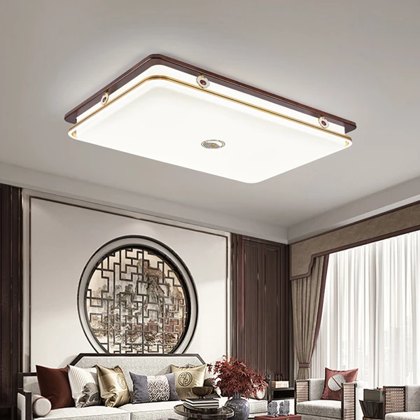 全铜胡桃木吸顶灯新中式中山大气客厅餐厅卧室灯具大灯