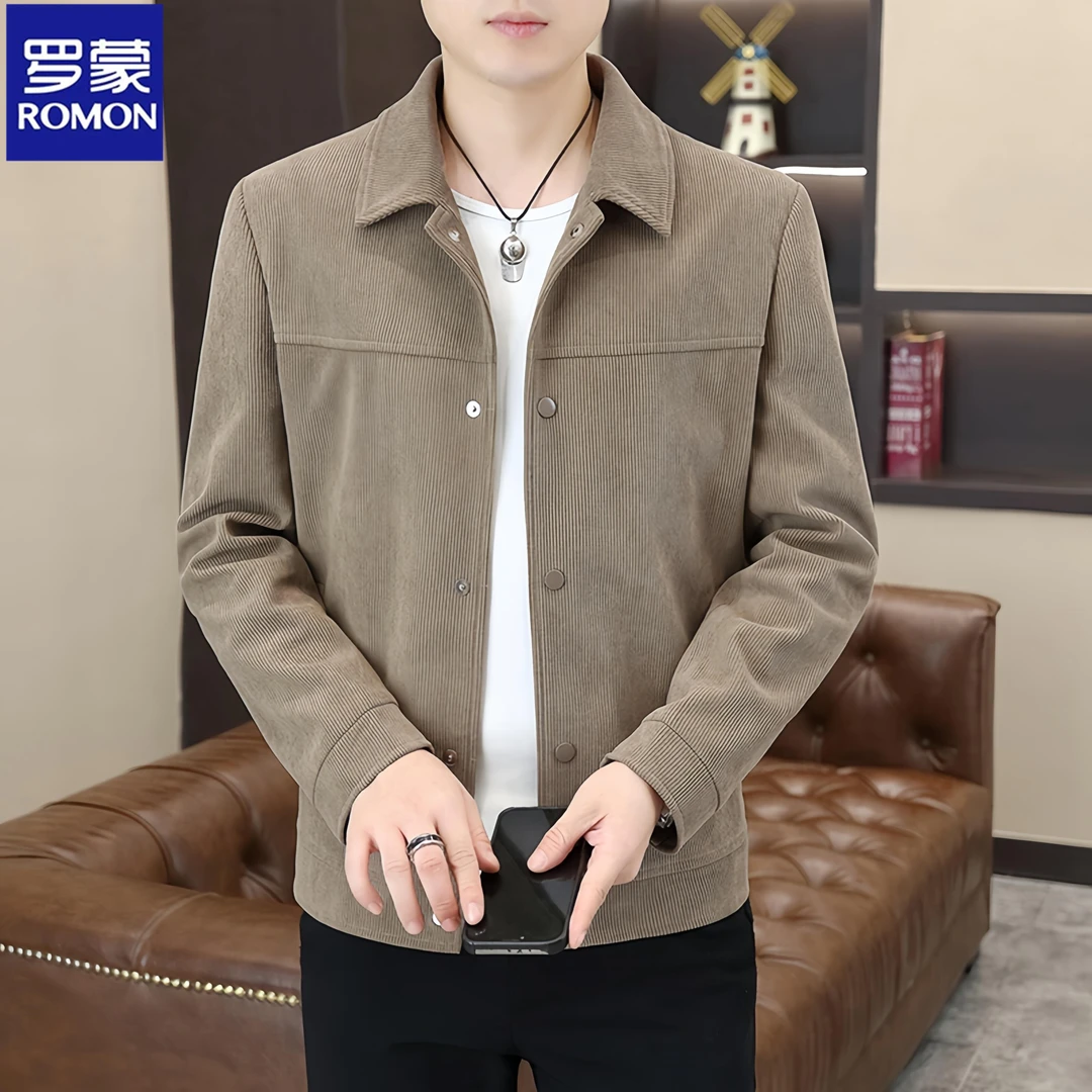 Romon/罗蒙夹克男春秋季休闲简约外套2025新款高档轻奢帅气上衣潮