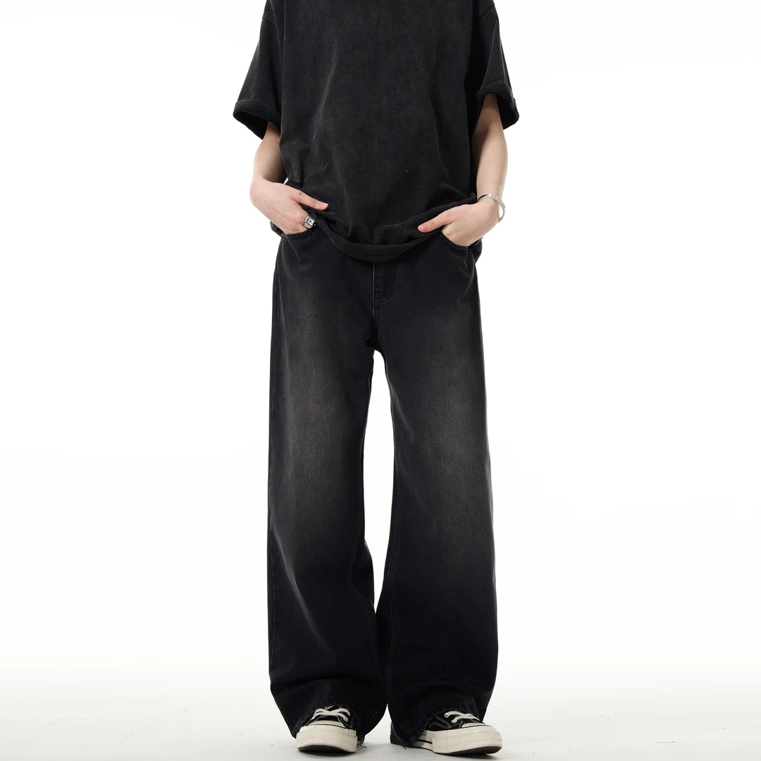 MADWITCH美式高街vibe水洗牛仔裤男女宽松直筒休闲cleanfit裤子潮