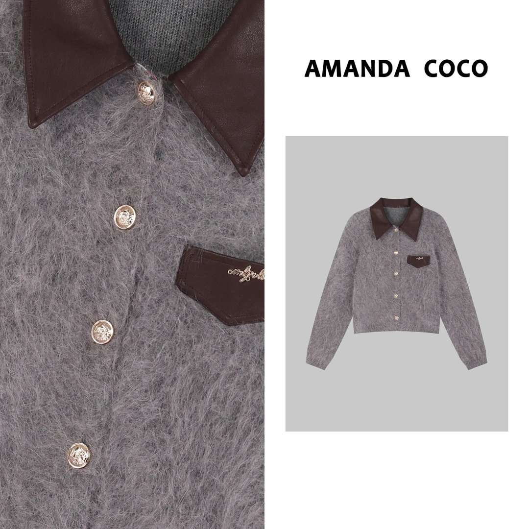 辣辣# 设计师款~高定气质拼接毛衣