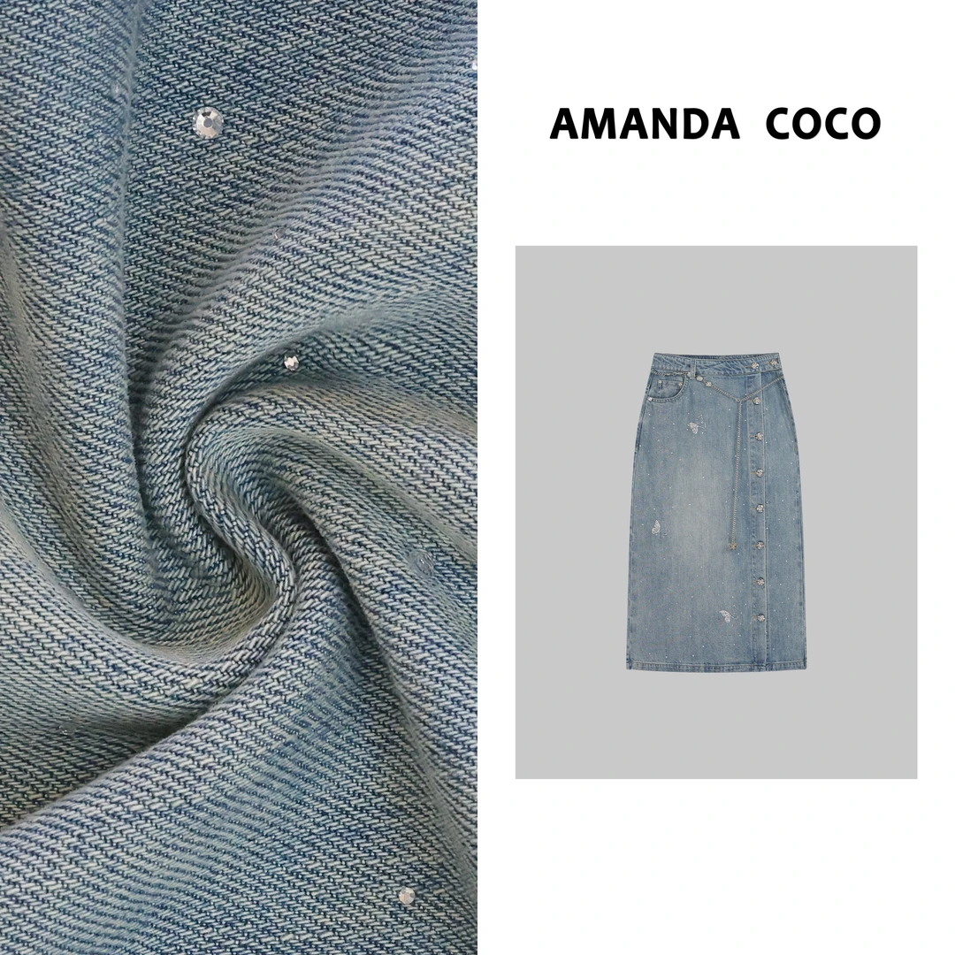 NANA# 欧货潮牌~高定烫钻显瘦牛仔裙