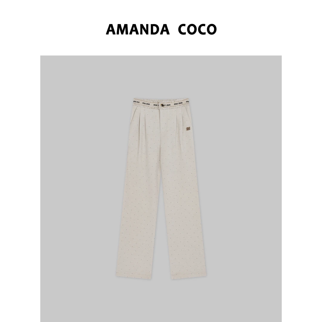 AMANDACOCO 真真 | 设计师款~高定烫钻气质百搭显瘦阔腿裤