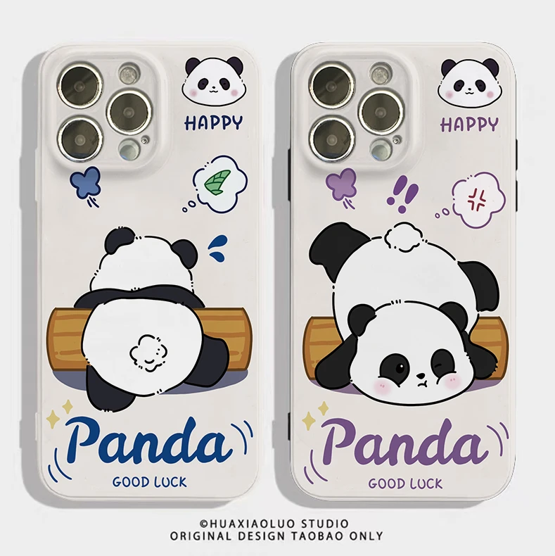 情侣熊猫软壳硅胶简约适用苹果华为手机壳iphone14promax15手机壳