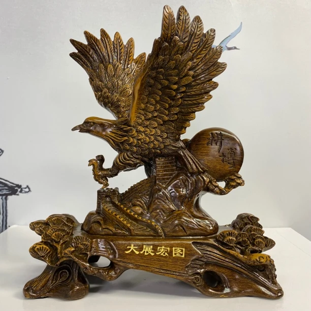 大展宏图老鹰前台办公桌茶台客厅乔迁商务拼搏老鹰摆件（长18高23）